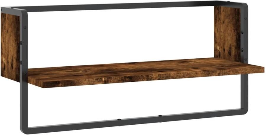 VidaXL Wandschap met stang 65x25x30 cm gerookt eikenkleurig Wandschap Wandschappen Wandplank Wandrek