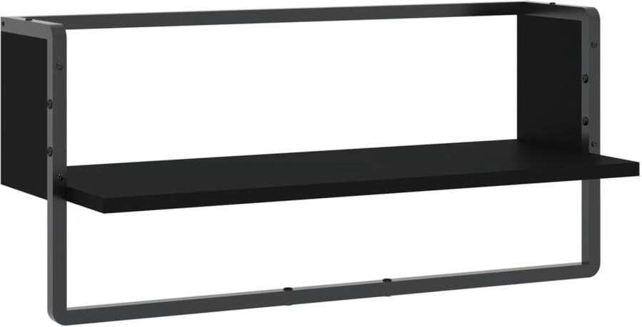 VidaXL Wandschap met stang 65x25x30 cm zwart Wandschap Wandschappen Wandplank Wandrek
