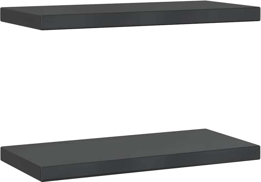 VidaXL Wandschappen 2 stuks Zwart Roestvrijstaal Zwevende Wandschappen Wandschapsysteem Roestvrijstalen Wandplanken Wanddecoratie Opbergsystemen