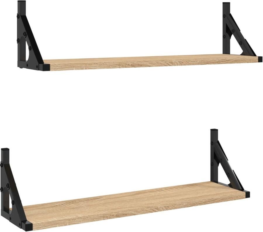 VidaXL Wandschappen 2 st 60x15x15 5 cm sonoma eikenkleurig Wandschap Wandschappen Wandplank Wandrek
