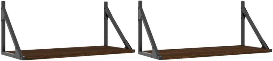 VidaXL Wandschappen 2 stuks Bruineiken 60x25x25 5 cm Wanddecoratie Wandplank Houten Wandrek Bruine Eiken Meubels Woonaccessoires
