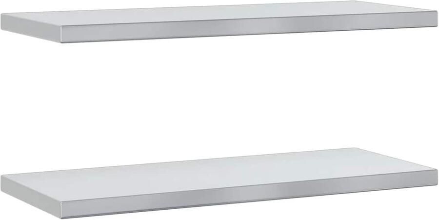 VidaXL Wandschappen 2 st 75x30x3 cm roestvrijstaal zilverkleurig Wandschap Wandschappen Wandplank Wandrek