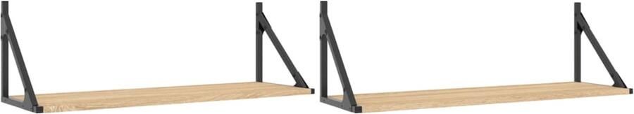 VidaXL Wandschap Wandschappen Wandplank Wandrek Wandschappen 2 st 80x25x25 5 cm bewerkt hout sonoma eikenkleur