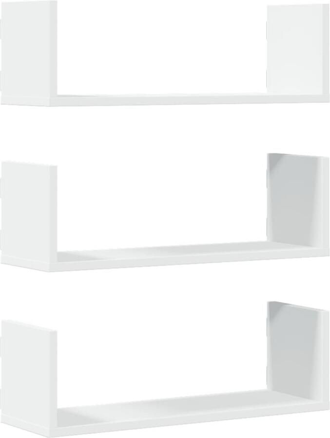 VidaXL Wandschap Wandschappen Wandplank Wandrek Wandschappen 3 st 58x18x18 cm bewerkt hout wit