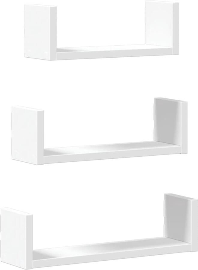 VidaXL Wandschappen 3 st bewerkt hout wit Wandschap Wandschappen Wandplank Wandrek