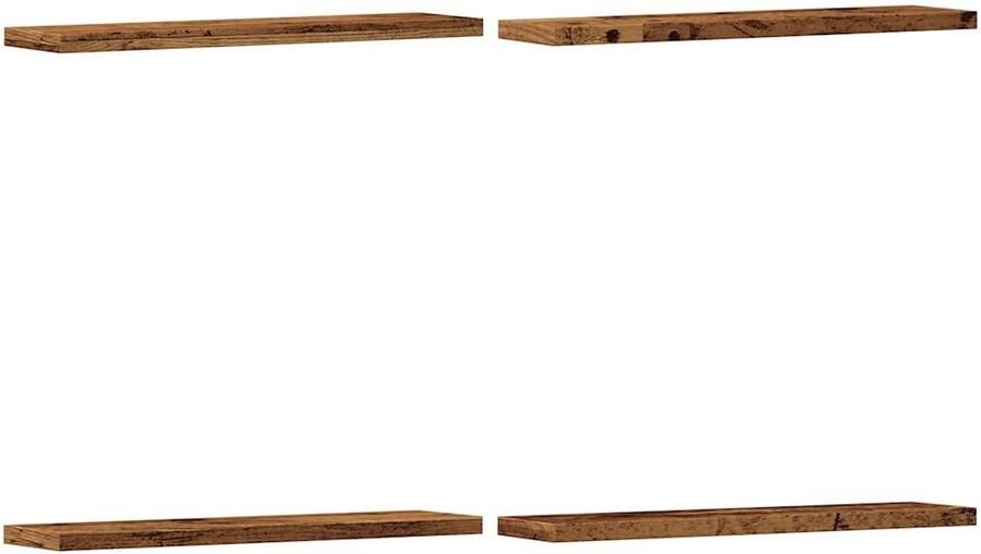 VidaXL Houtschilderij Wandplanken Wandschappen 4 st 40x20x1 5 cm bewerkt hout oud houtkleurig Bergruimte Opslagmogelijkheden Vintage Decor