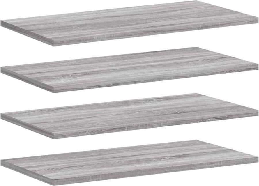 The Living Store Wandschappen 4 st 60x20x1 5 cm bewerkt hout grijs sonoma eiken Zwevende Wandplanken Wanddecoratie Opbergwand Bergruimte Grijze Wandplank