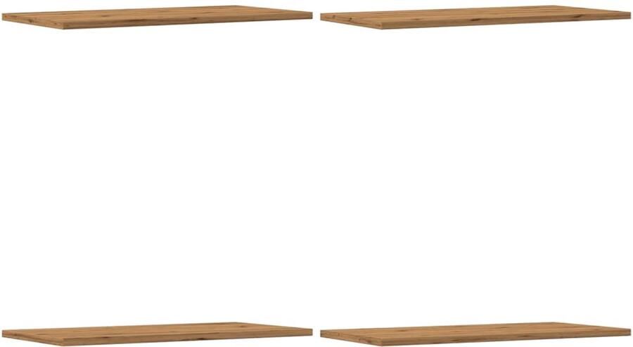 The Living Store Wandschappen 4 st 60x30x1 5 cm bewerkt hout artisanaal eiken Wandplanken Wandenplank Opslagmogelijkheden Bergruimte Design Wandenk