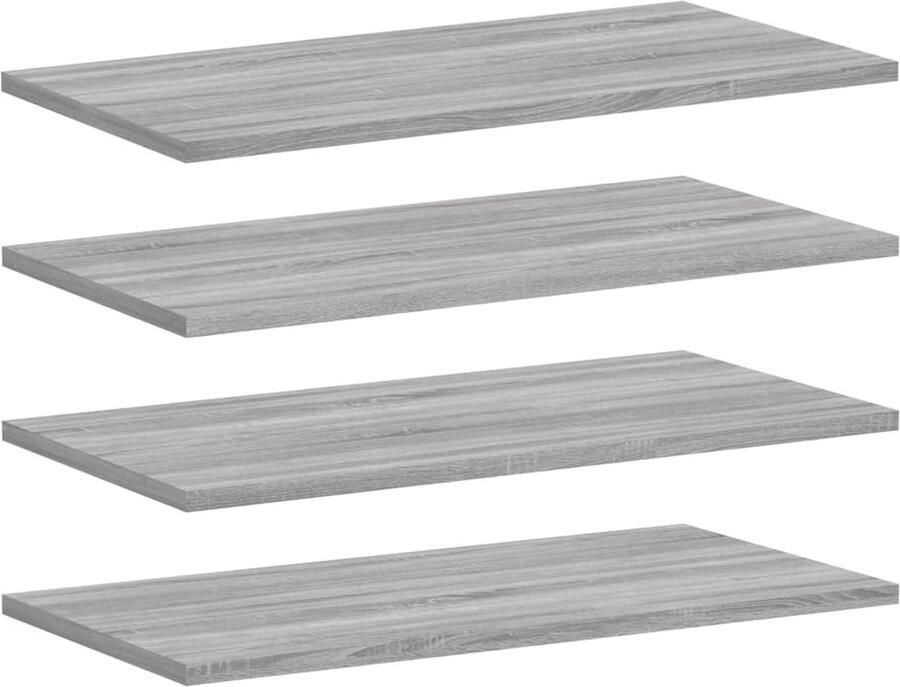 The Living Store Wandschappen 4 st 60x30x1 5 cm bewerkt hout grijs sonoma eiken Zwevende Wandplanken Wanddecoratie Opbergmogelijkheden Badkamer Accessoires Woonaccessoires