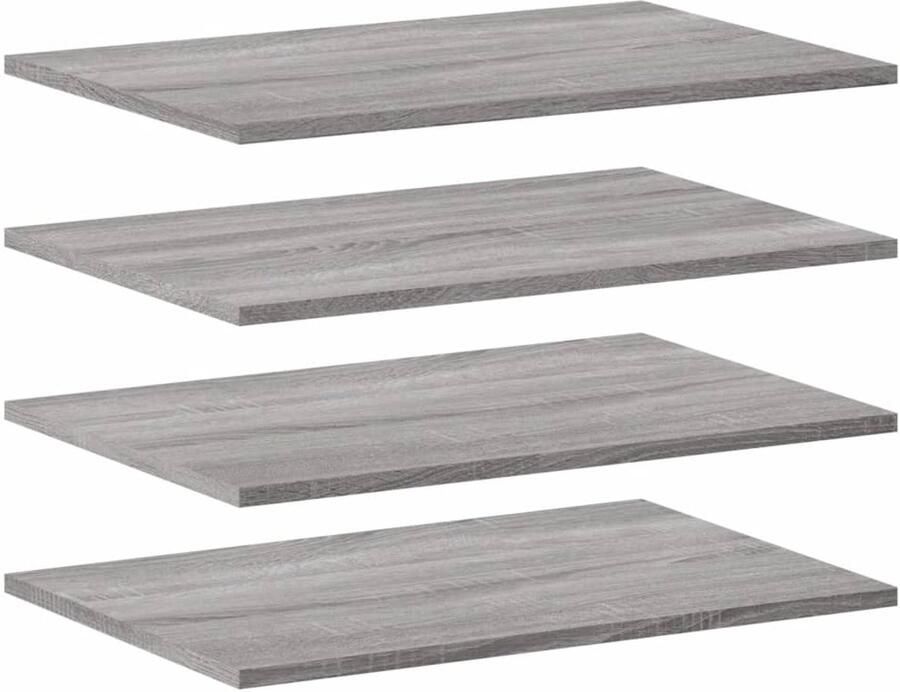 The Living Store Wandschappen 4 st 60x40x1 5 cm bewerkt hout grijs sonoma eiken Zwevende Wandplanken Wanddecoratie Opbergmogelijkheden Multifunctionele Wandunits Grijze Woonaccessoires