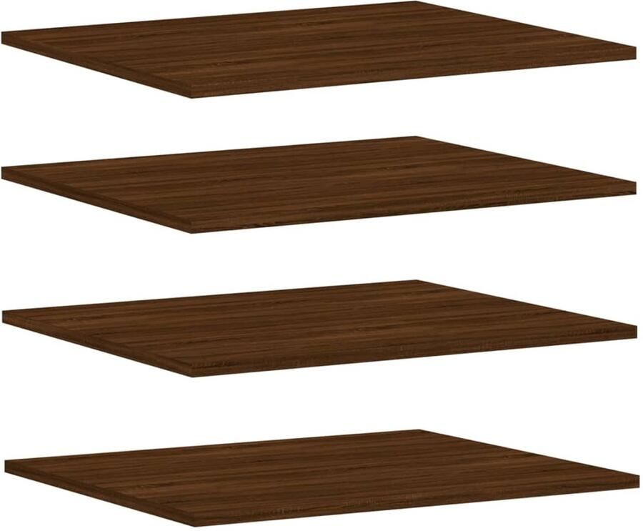 VidaXL Wandschappen 4 stuks 60x50x1 5 cm Bruin Eiken Zwevende Wandplanken Houten Wanddecoratie Bergruimte Creëren Opbergmogelijkheden Woonaccessoires