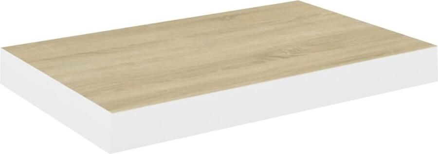 VidaXL Wandschap Zwevend 50x23x3 8 cm Eiken-Wit Wanddecoratie Zwevend Schap Honingraat Mdf Metalen Wandplank Opbergvak