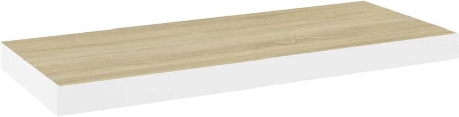 VidaXL Wandschap zwevend 60 cm Eiken en Wit Wanddecoratie Zwevend Schap Honingraat Mdf Metaal Wandplank Opbergruimte