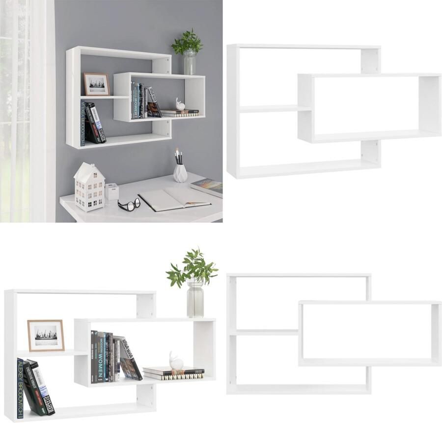 VidaXL Wandschappen 104x20x58 5 cm bewerkt hout wit Wandschap Wandschappen Wandplank Wandplanken