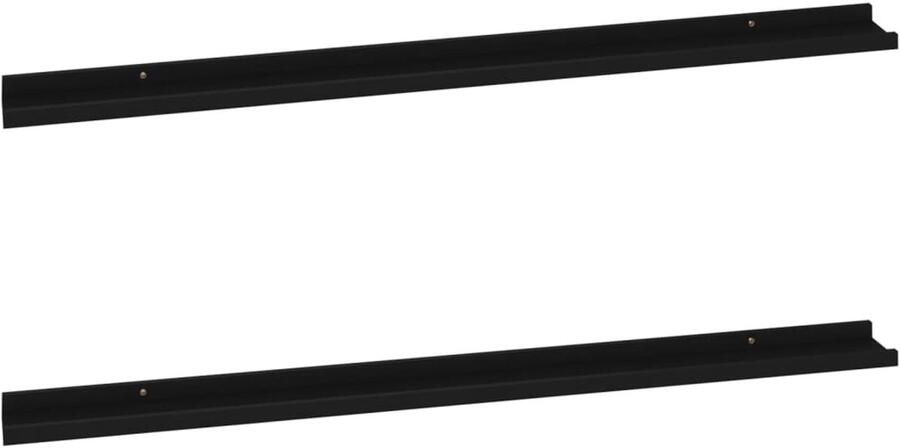VidaXL Wandschappen 115x9x3 cm Zwart 2 stuks Wandplanken Wanddecoratie Mdf Plank Zwarte Wandplank Hangend Rek