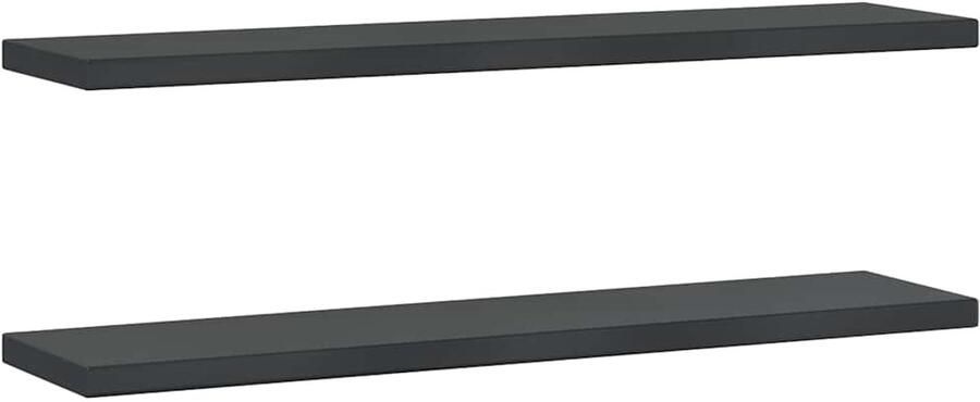 VidaXL Wandschappen 2 st 100x23 5x3 cm roestvrijstaal zwart Wandschap Wandschappen Wandplank Wandrek