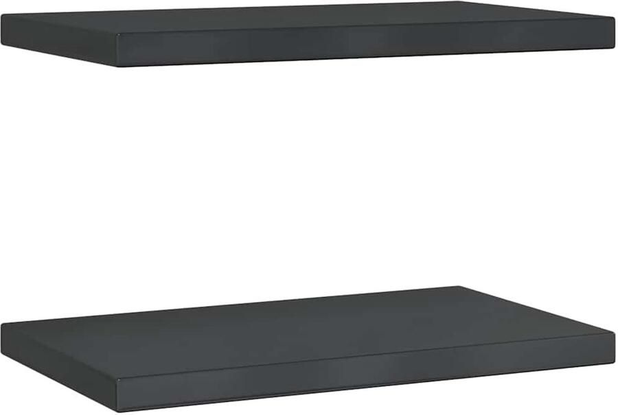 VidaXL Wandschappen 2 st 50x30x3 cm roestvrijstaal zwart Wandschap Wandschappen Wandplank Wandrek