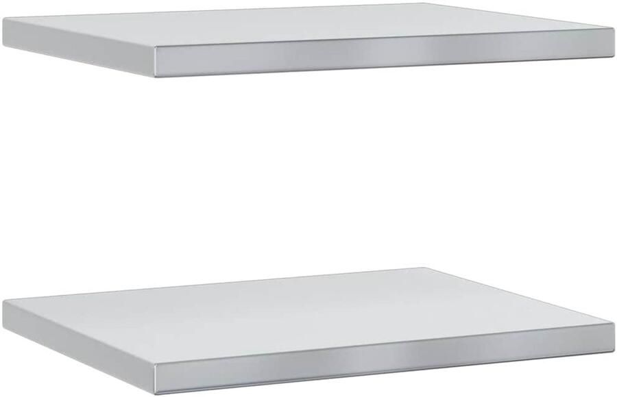 VidaXL Wandschappen 2 st 50x40x3 cm roestvrijstaal zilverkleurig Wandschap Wandschappen Wandplank Wandrek