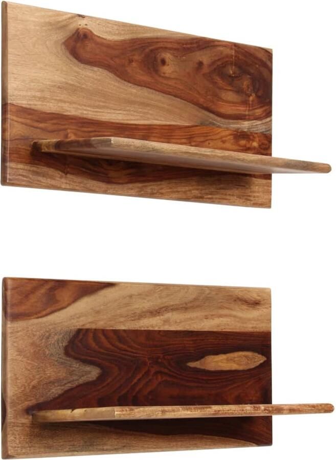 VidaXL Wandplank Wandplanken Houten Schap Houten Schappen Wandschappen 2 st 58x26x20 cm massief sheeshamhout