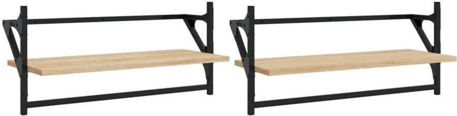 VidaXL Wandschappen 2 st 65x25x30 cm Sonoma eiken Zwevende Wandplanken Houten Wanddecoratie Wandkasten Salon Meubilair Woonkamer Accessoires
