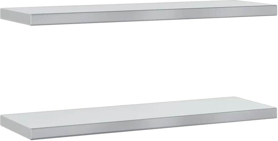 VidaXL Wandschappen 75x23 5x3 cm Roestvrij staal Zwevende Wandschap Wandschappen Roestvrijstalen Wandplanken Wanddecoratie Opbergsysteem
