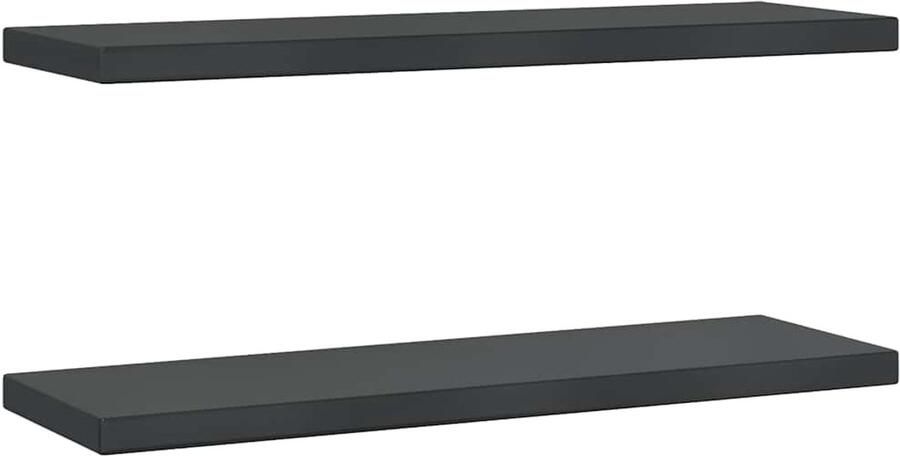 VidaXL Wandschappen 2 st 75x23 5x3 cm roestvrijstaal zwart Wandschap Wandschappen Wandplank Wandrek