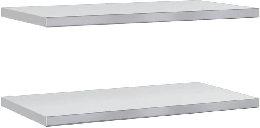 VidaXL Wandschappen 2 st 75x40x3 cm roestvrijstaal zilverkleurig Wandschap Wandschappen Wandplank Wandrek