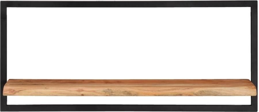 VidaXL Wandschappen 2 st 80x25x35 cm massief acaciahout en staal Wandschap Wandschappen Massief Houten Schap Wandplank