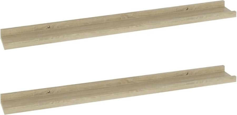VidaXL Wandschappen 2 st 80x9x3 cm Sonoma Eiken Wandplank Sonoma Eiken Houten Wandplank Woonaccessoires Interieurstijl