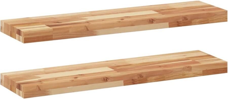 VidaXL Wandschappen 2 st Acaciahout 100x20x4 cm Zwevende Wandplanken Wandplank Set Houten Wandplanken Acaciahout Ruime Bespaard