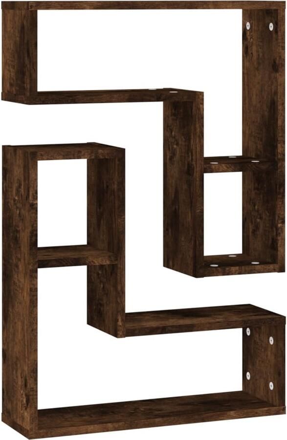 VidaXL Wandschappen 2 st Gerookt Eiken 50x15x50 cm Zwevende Plank Houten Plank Wandplank Bergruimte Decoratief Item