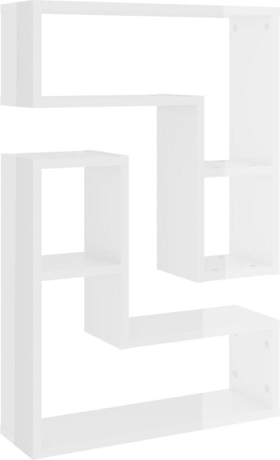 VidaXL Wandschappen 2 st hoogglans wit 50x15x50 cm Kubuswandschap Wandplanken Hoogglans Wit Witte Wanden Woonaccessoires