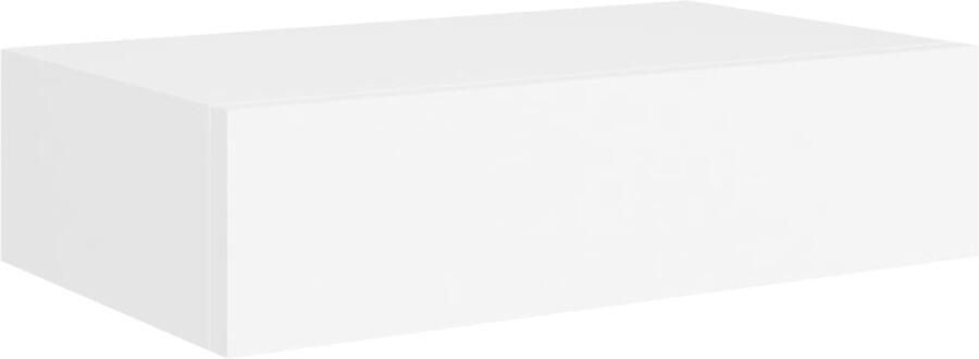 VidaXL Wandschappen 2 st met lade Wit MDF Zwevend Wandrek Ladekast Wandenplank Opslagoplossing Minimalistisch Meubilair
