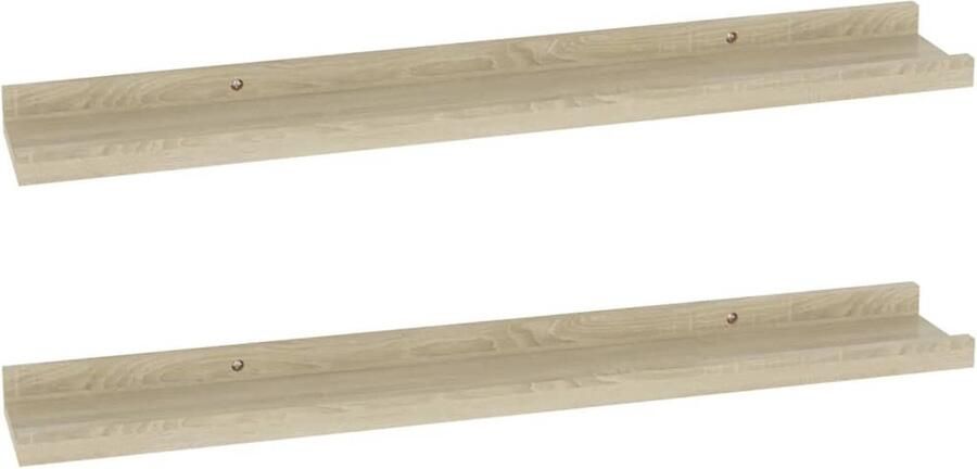 VidaXL Wandschappen 2 st Sonoma Eiken 60x9x3 cm Wandplank Wandmontage Houten Plank Salontafel Accessoires Woonaccessoires