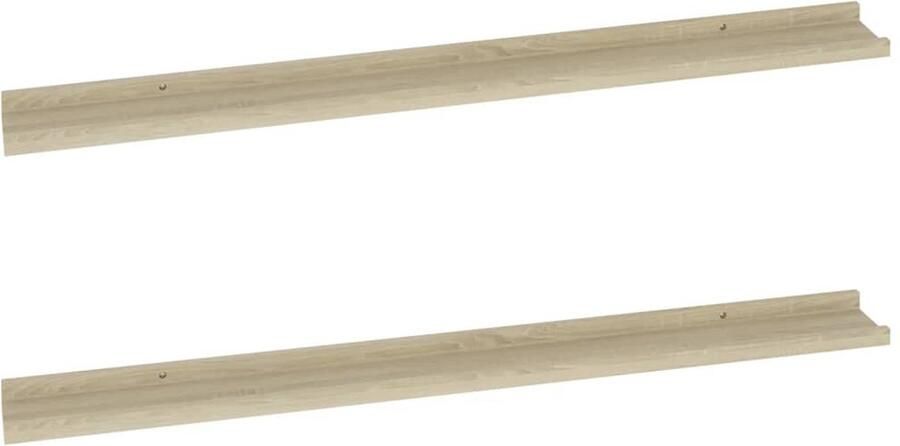 VidaXL Wandschappen 2 st Sonoma Eikenkleurig 100 cm Wanddecoratie Wandplank Houten Plank Salontafel Woonaccessoires