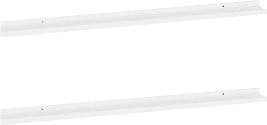 VidaXL Wandschappen 2 st Wit 115x9x3 cm Wandplankje Wanddecoratie Mdf Plank Wit Meubilair Opslagoplossing