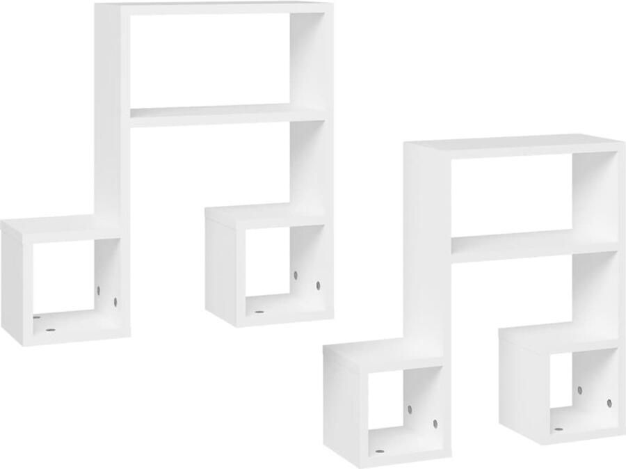 VidaXL Wandschappen 2 st wit 50x15x50 cm Muzikale Accessoires Wandschapsdecoratie Houten Wandplank Vintage Meubels Designwandplanken