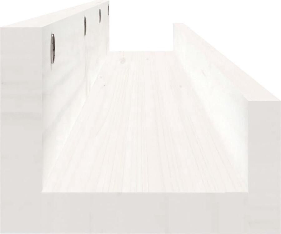 VidaXL Wandschappen 2 st Wit 80x12x9 cm Zwevende Plank Wandplank Houtwanddecoratie Grenoble Meubilair Vintage Woonaccessoires