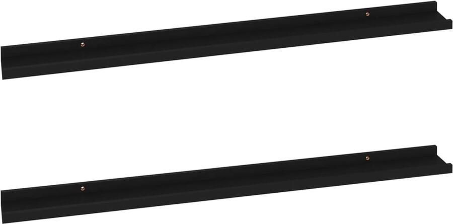 VidaXL Wandschappen 2 st zwart 100x9x3 cm Wandplanken Wanddecoratie Mdf Plank Zwarte Wandplank Hangend Rek
