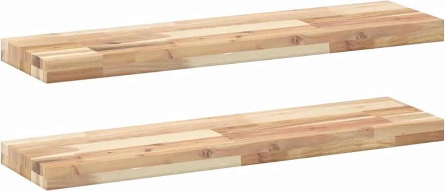 VidaXL Wandschappen 2 st Zwevend 80x20x4 cm Zwevende Wandplank Acacia Hout Opbergruimte Designwanddecoratie