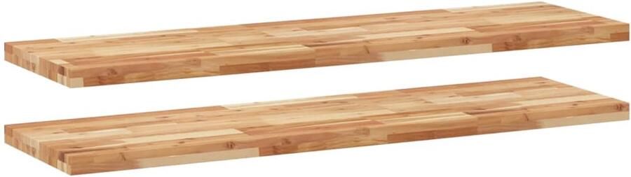 VidaXL Wandschappen 2 st zwevend olieafwerking 140x40x4 cm acaciahout Zwevend Schap Zwevende Schappen Wandschap Wandplank