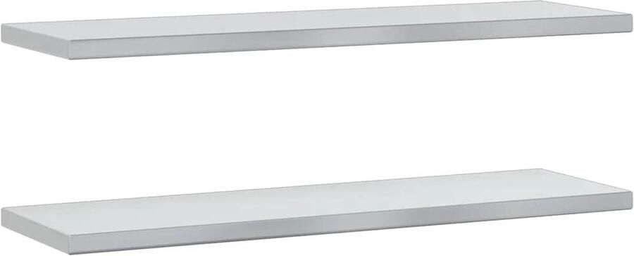 VidaXL Wandschappen 2 stuks 100x30x3 cm Zilver Zwevende Wandschaps Wandplanken Roestvrijstalen Wanddecoratie Multifunctionele Wandopstelling Opbergsysteem