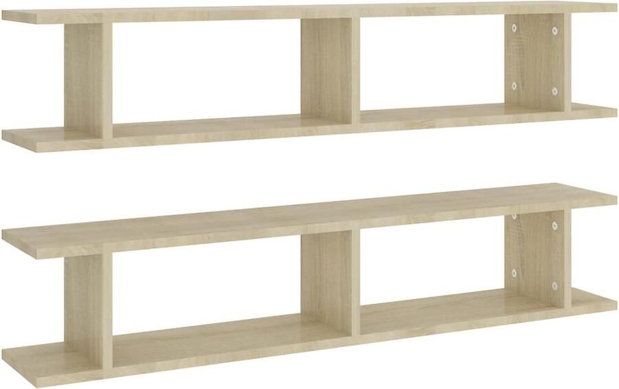 VidaXL Wandschappen 2 stuks 105x18x20 cm Sonoma Eiken Wandplanken Kubus Vormige Wandplank Sonomaplank Houten Wandplank Salontafel