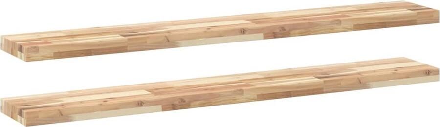 VidaXL Wandschappen 2 stuks 120x20x4 cm Acaciahout Zwevende Wandplanken Acaciahout Woonaccessoires Opbergruimte
