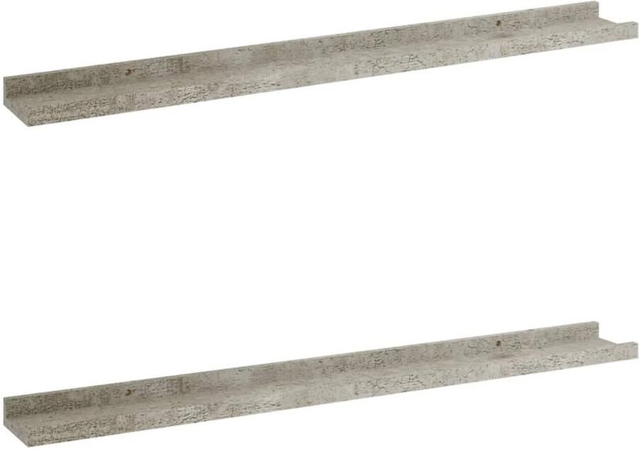 VidaXL Wandschappen 2 stuks 80x9x3 cm betongrijs Wandplank Schappenset Wanddecoratie Betonlook Mdf Plank