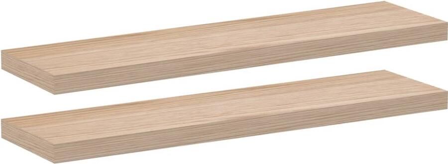 The Living Store Wandschapppen 2 st 90x23 5x4 cm bewerkt hout Zwevende Wandplank Houten Wandplank Wanddecoratie Opbergwand Woonaccessoires