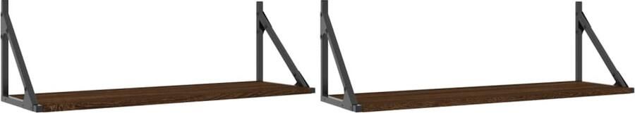 VidaXL Wandschappen 2 stuks Bruin Eiken 80 cm Wanddecoratie Houten Wandplankje Woonaccessoires Opbergmogelijkheden Interieurdesign