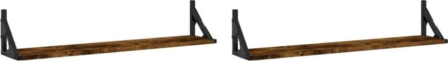 VidaXL Wandschappen 2 stuks Gerookt Eiken 80cm Zwevende Wandplanken Houten Wanddecoratie Wandregels Bergruimte Badkameraccessoires