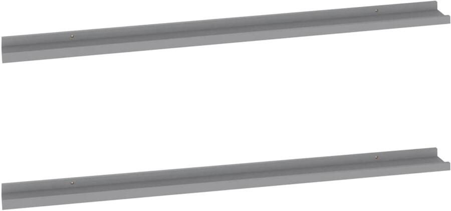 VidaXL Wandschappen 2 stuks grijs 115x9x3 cm Wandplank Wanddecoratie Opslagoplossing Mdf Plank Grijs Meubilair