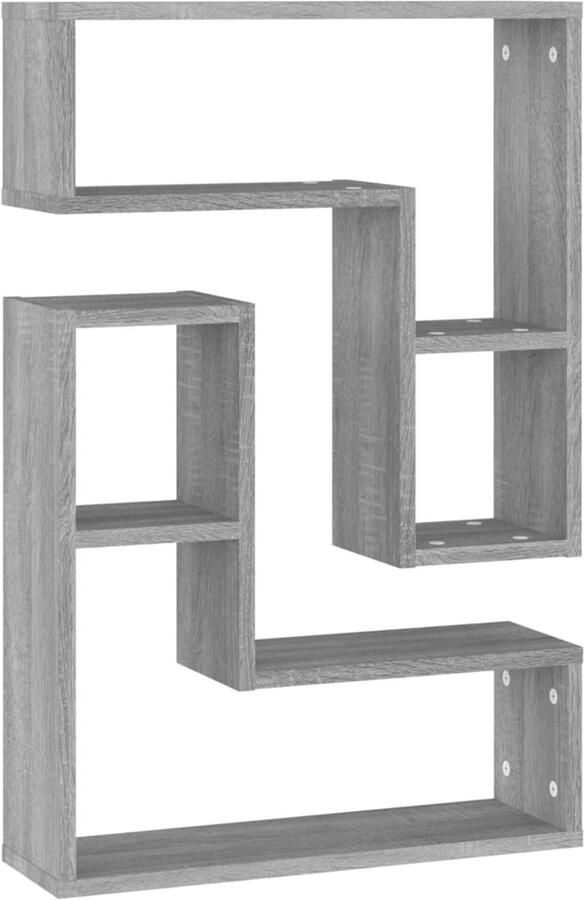VidaXL Wandschappen 2 stuks Grijs Sonoma Eiken Wanddecoratie Zwevende Plank Houten Wandplank Grijze Wandplank Salon Meubilair